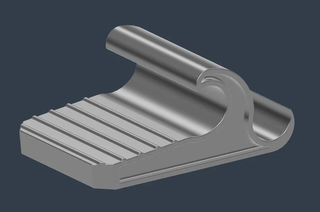 3D-rendered snap-on sidestep accessory with grooved non-slip surface, designed for vehicles