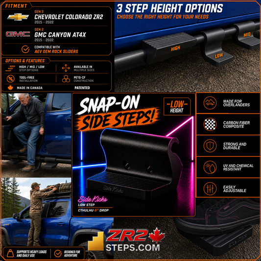 Gen 2 ZR2/AT4X Snap-On Side Steps - Low - (2015-2022)