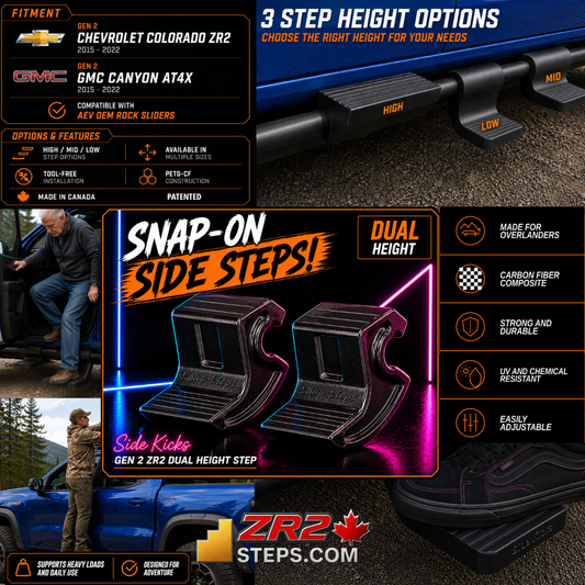Gen 2 ZR2/AT4X Snap-On Side Steps – ZR2Steps.com