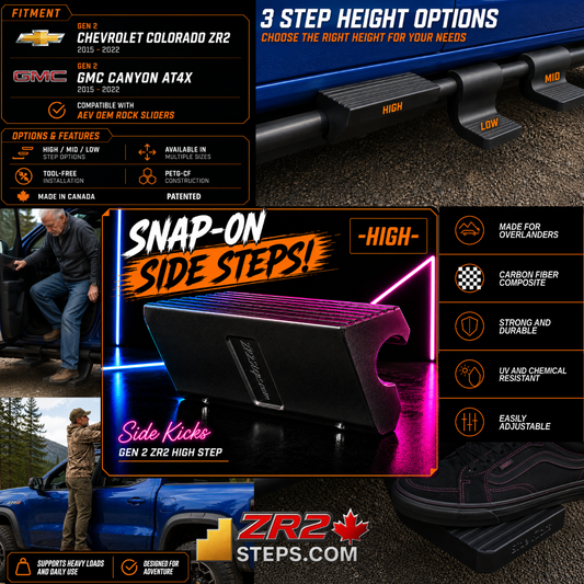 Gen 2 ZR2/AT4X Snap-On Side Steps – ZR2Steps.com