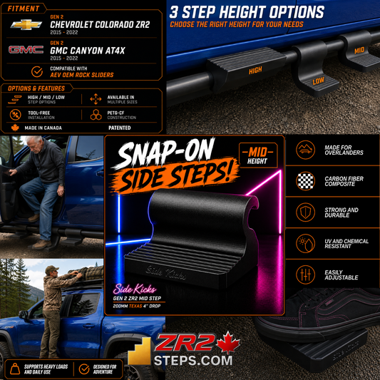 Gen 2 ZR2/AT4X Snap-On Side Steps - Mid Height - (2015-2022)