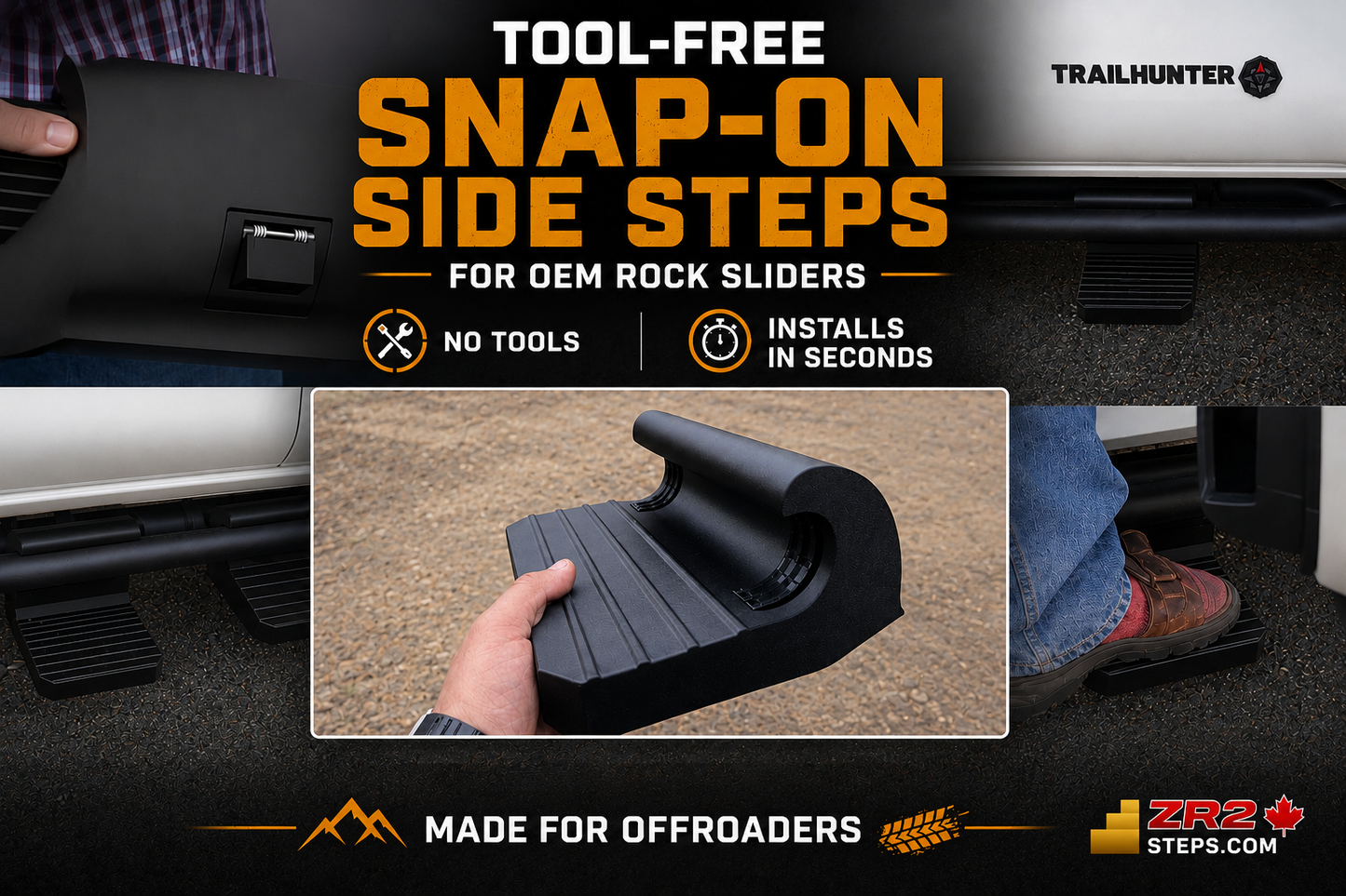 Tacoma TRD PRO Premium Snap-On Side Steps - High